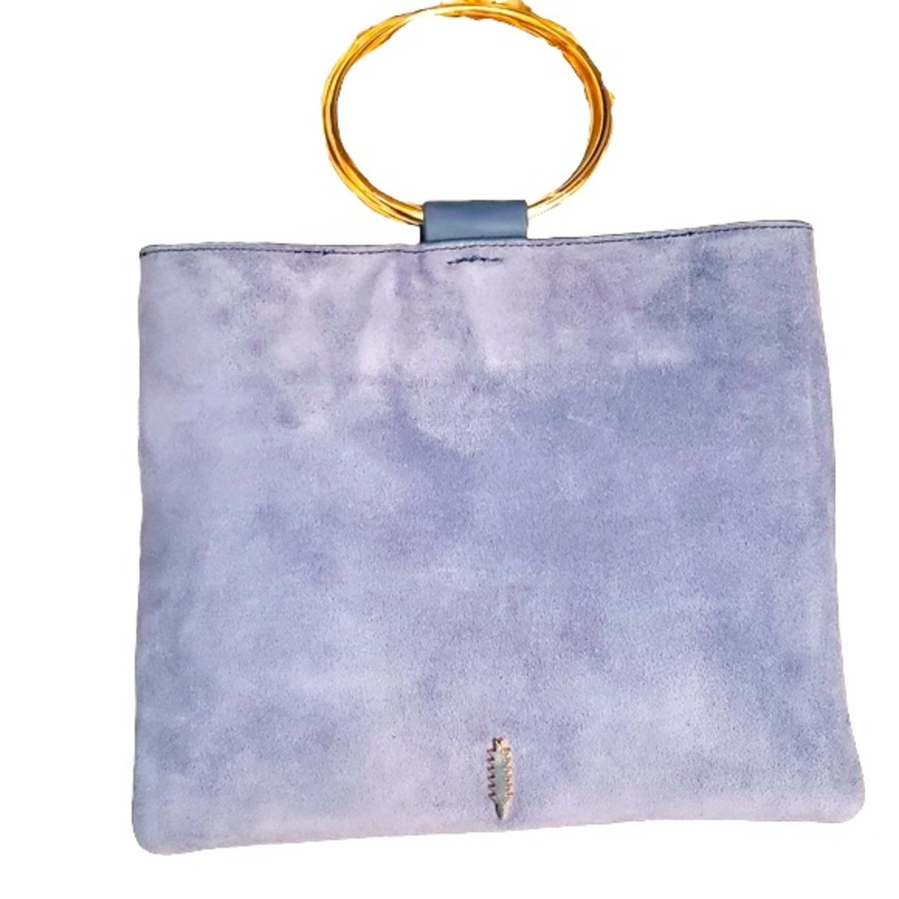 THACKER Gray or Chambray Suede Leather Le Pouch Crossbody Clutch Bag Small